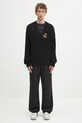 Sky High Farm sweter bawełniany Cableknit v-neck SHF07N005 czarny