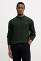 Lacoste sweter wełniany okrągły zielony AH2916
