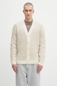 Шерстяной кардиган Drôle de Monsieur Le Cardigan Torsades Bicolore шерсть бежевый H.CA160.WO018