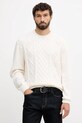 Armani Exchange sweter z dodatkiem wełny okrągły beżowy XM001331.AF13776