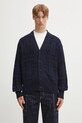 Kenzo kardigan bawełniany Gots Kenzo Weave Cardigan gładkie granatowy FF55CA7073CB