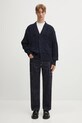 Kenzo kardigan bawełniany Gots Kenzo Weave Cardigan FF55CA7073CB granatowy