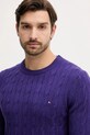 Tommy Hilfiger sweter wełniany fioletowy MW0MW40442