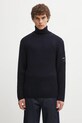 C.P. Company sweter z dodatkiem wełny golf granatowy 19CMKN220A006595A
