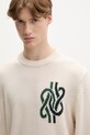 Filling Pieces sveter pánsky s vlnou Knit Sweater Knot béžová 422575500265