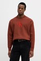 Calvin Klein Jeans sweter z domieszką kaszmiru okrągły pomarańczowy LV04RD305G