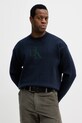 Calvin Klein Jeans sweter z domieszką kaszmiru okrągły granatowy LV04RD305G