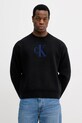 Calvin Klein Jeans sweter z domieszką kaszmiru okrągły czarny LV04RD305G