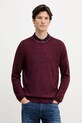 Michael Kors sweter wełniany okrągły bordowy CF560HW7AP