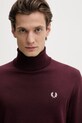 Fred Perry sweter z dodatkiem wełny bordowy K9552
