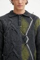 Andersson Bell sweter z wełną Argyle Fisherman Polo szary atb1346m