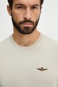 Βαμβακερό πουλόβερ Aeronautica Militare μπεζ MA1611UL00506