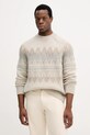 BOSS Orange sweter z dodatkiem wełny okrągły beżowy 50548686