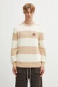 Lacoste sweter bawełniany wzorzyste beżowy AH5179