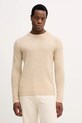 Lindbergh sweter z dodatkiem wełny okrągły beżowy 30.800220