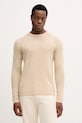 Lindbergh sweter z dodatkiem wełny okrągły beżowy 30.800220