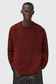 AllSaints sweter z dodatkiem wełny MYLES okrągły bordowy M050KD