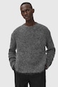 AllSaints sweter z dodatkiem wełny MYLES okrągły szary M050KD
