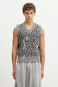 Vlněná vesta Wales Bonner Sibling Knit Vest vzorovaný šedá UA25KN46.WO12.951