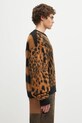 Aries sweter z dodatkiem wełny Brushed Leopard brązowy AR2004204
