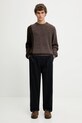 Aries sweter z dodatkiem wełny Fisherman AR2004504 brązowy
