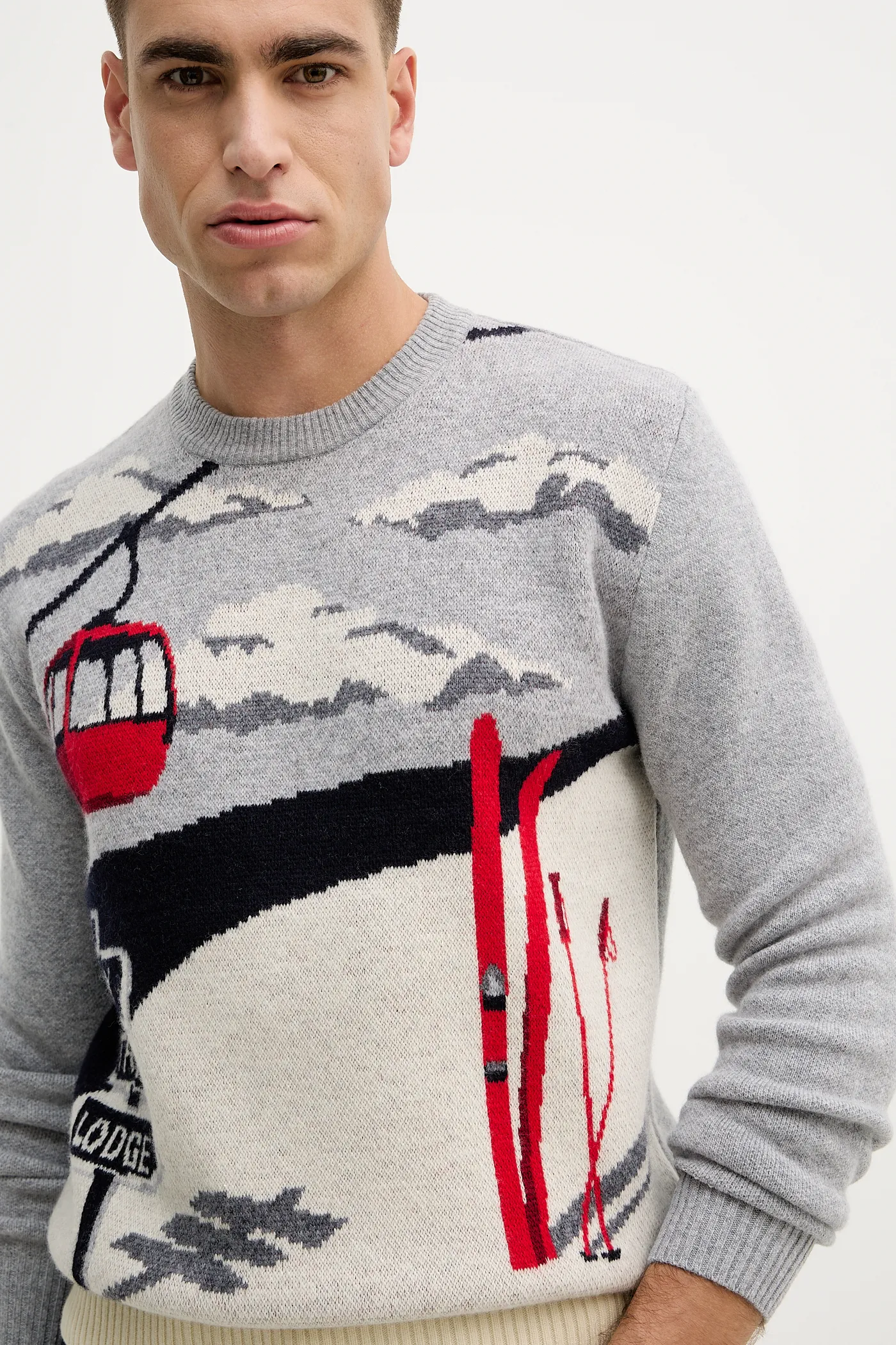 Pulover s dodatkom vune United Colors of Benetton siva 1444K10B4