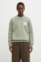 Maison Kitsuné sweter wełniany Fox Head Intarsia Merino okrągły zielony PM00816KM0329