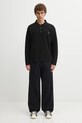 Maison Kitsuné sweter wełniany Fox Head Wool Ribbed Polo PM00213KT1149 czarny