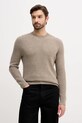 Sisley sweter z dodatkiem wełny okrągły beżowy 18AYS104I