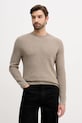 Sisley sweter z dodatkiem wełny okrągły beżowy 18AYS104I