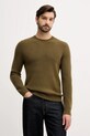 Sisley sweter z dodatkiem wełny okrągły zielony 18AYS104I