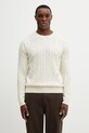Sporty & Rich sweter wełniany SRC Cableknit Cashmere gładkie beżowy WS08765302WH37