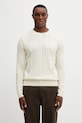 Sporty & Rich sweter wełniany SRC Cableknit Cashmere gładkie beżowy WS08765302WH37