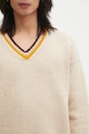 Visvim sweter wełniany COLLEGE V-NECK beżowy 043851