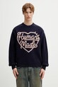 Human Made sweter z dodatkiem wełny KNITTED SWEATER okrągły granatowy HM30CS035