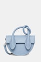 Yuzefi geantă de mână din piele PRETZEL uni albastru YUZPF25.HB.PRZ.L059