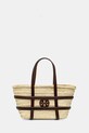 Plážový košík Tory Burch Ella Straw usňová koža béžová 169218.902