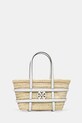 Plážový košík Tory Burch Ella Straw usňová koža béžová 169396.101