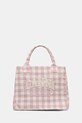 GANNI borsa a mano in cotone Shopper XXL Pocket Vichy stampa all-over rosa A6894