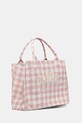 GANNI borsa a mano in cotone Shopper XXL Pocket Vichy A6894 rosa AW25