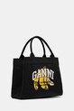 GANNI torebka bawełniana Shopper XXL Pocket Banana Print A6896 czarny AW25