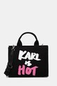 Karl Lagerfeld torebka bawełniana Karl Lagerfeld x Paris Hilton nie mieści A4 czarny A4W50075