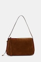 Τσάντα σουέτ Tory Burch Romy Suede Shoulder δέρμα σαμουά καφέ 177365.200