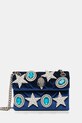 Kurt Geiger London torebka welurowa VELVET MINI KENSINGTON tekstylny granatowy 5018780789