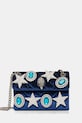 Kurt Geiger London torebka welurowa VELVET MINI KENSINGTON tekstylny granatowy 5018780789