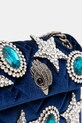Kurt Geiger London torebka welurowa VELVET MINI KENSINGTON granatowy 5018780789