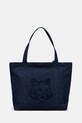 Maison Kitsuné torba jeansowa Fox Head Large Tote tekstylny granatowy LW05104WD4020