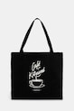 Памучна чанта Café Kitsuné Coffee Cup Tote надпис черен CKMU05102WW9001