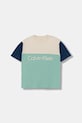 Παιδικό βαμβακερό μπλουζάκι Calvin Klein Jeans στάμπα τιρκουάζ IB0IB02528.128.170.9BYA