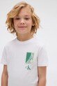 Bavlněné tričko Calvin Klein Jeans kulatý bílá IB0IB02532.9BYA